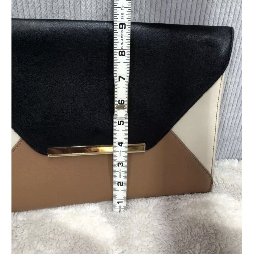 Express Envelope Clutch Purse Colorblock Black Brown Beige Church Party - Picture 5 of 13